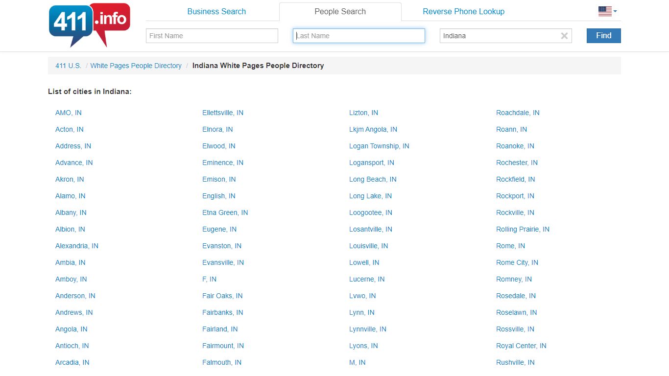 Indiana White Pages People Directory - 411.info™